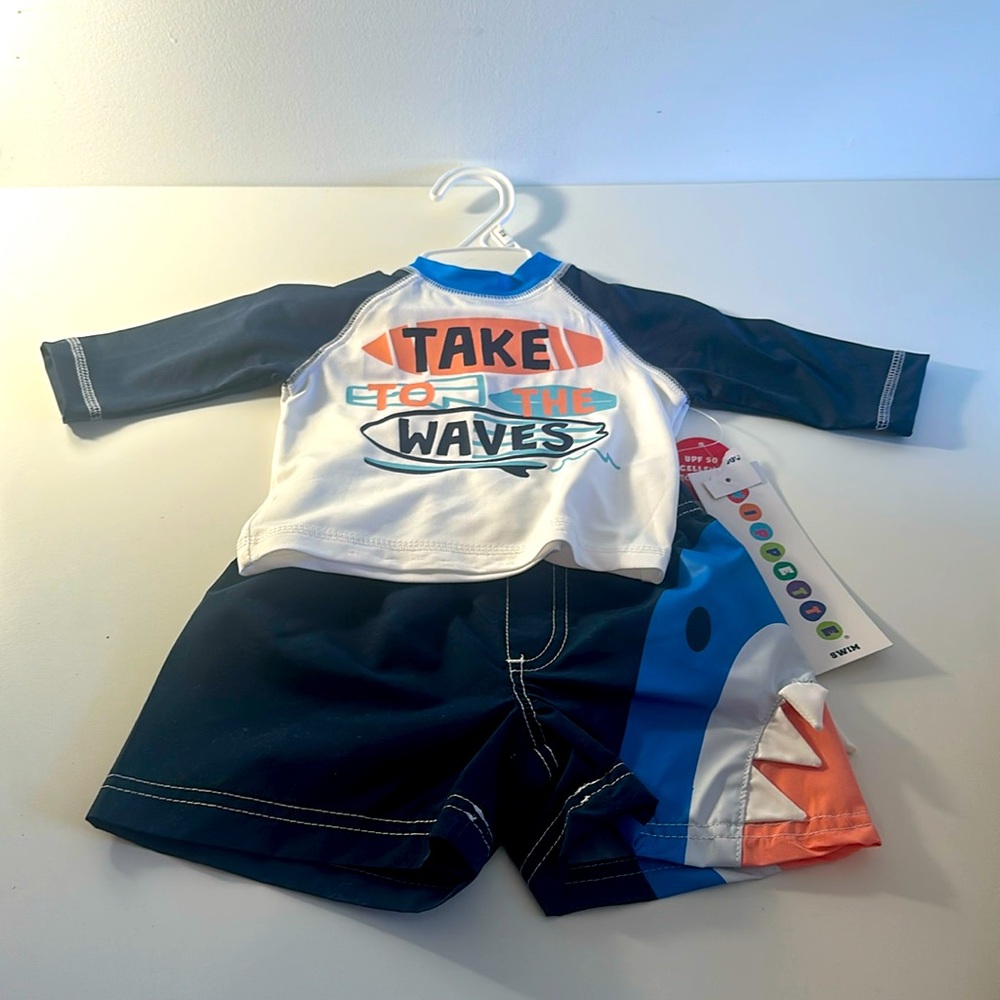 Wippette Boys' Two Piece Printed Swim Set Size 18mo “Take to the Waves” shark